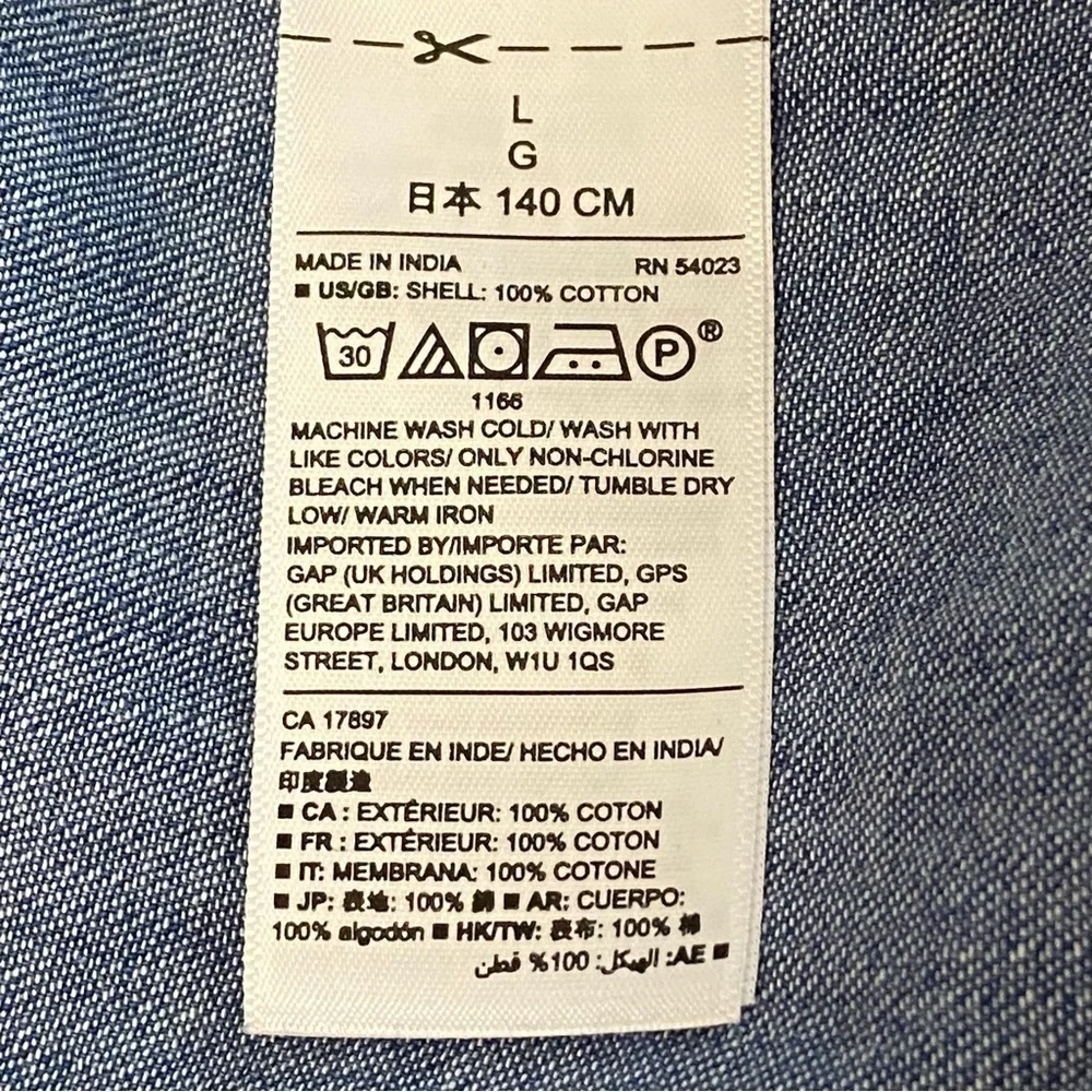 GAP / Girls Blue Denim Chambray Long Sleeve Dress Size L
